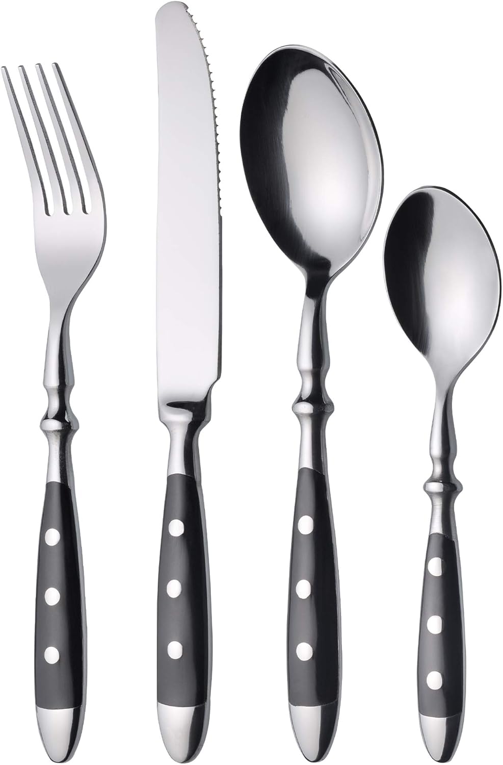 24-teiliges Tafelbesteck-Set, Schwarz Griffe 24-teilig | 6 Personen