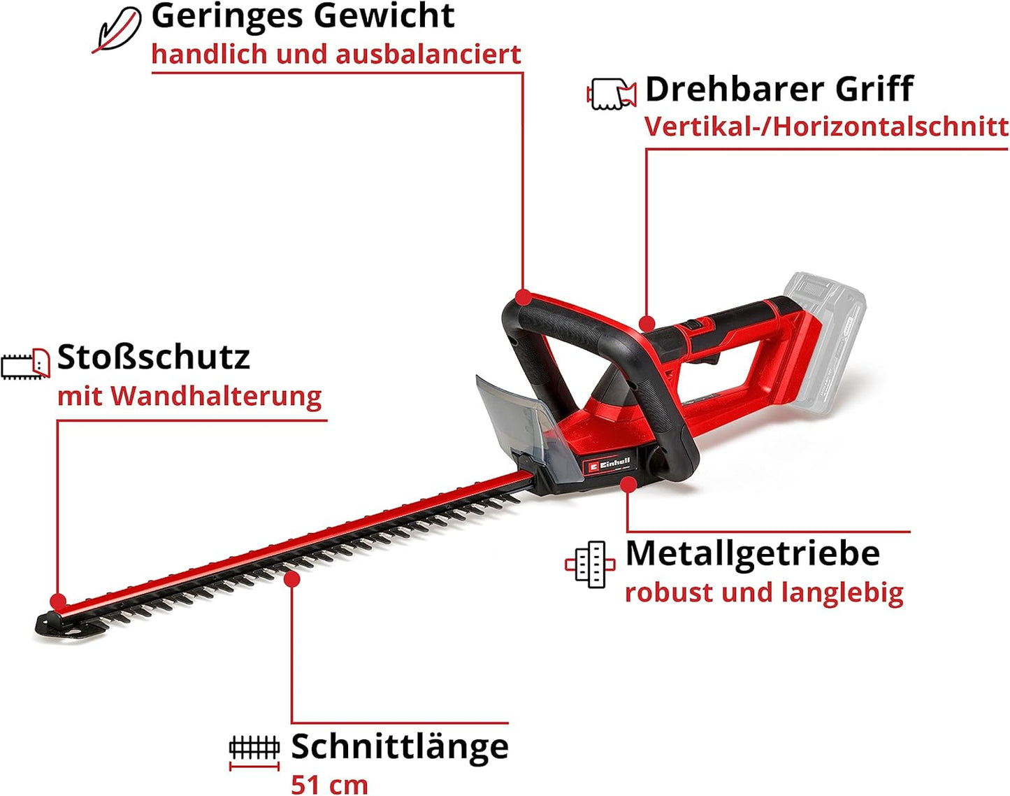 Akku-Heckenschere GC-CH 18/50 Li Solo, 50 cm Schnittlänge ohne Akku und Ladegerät