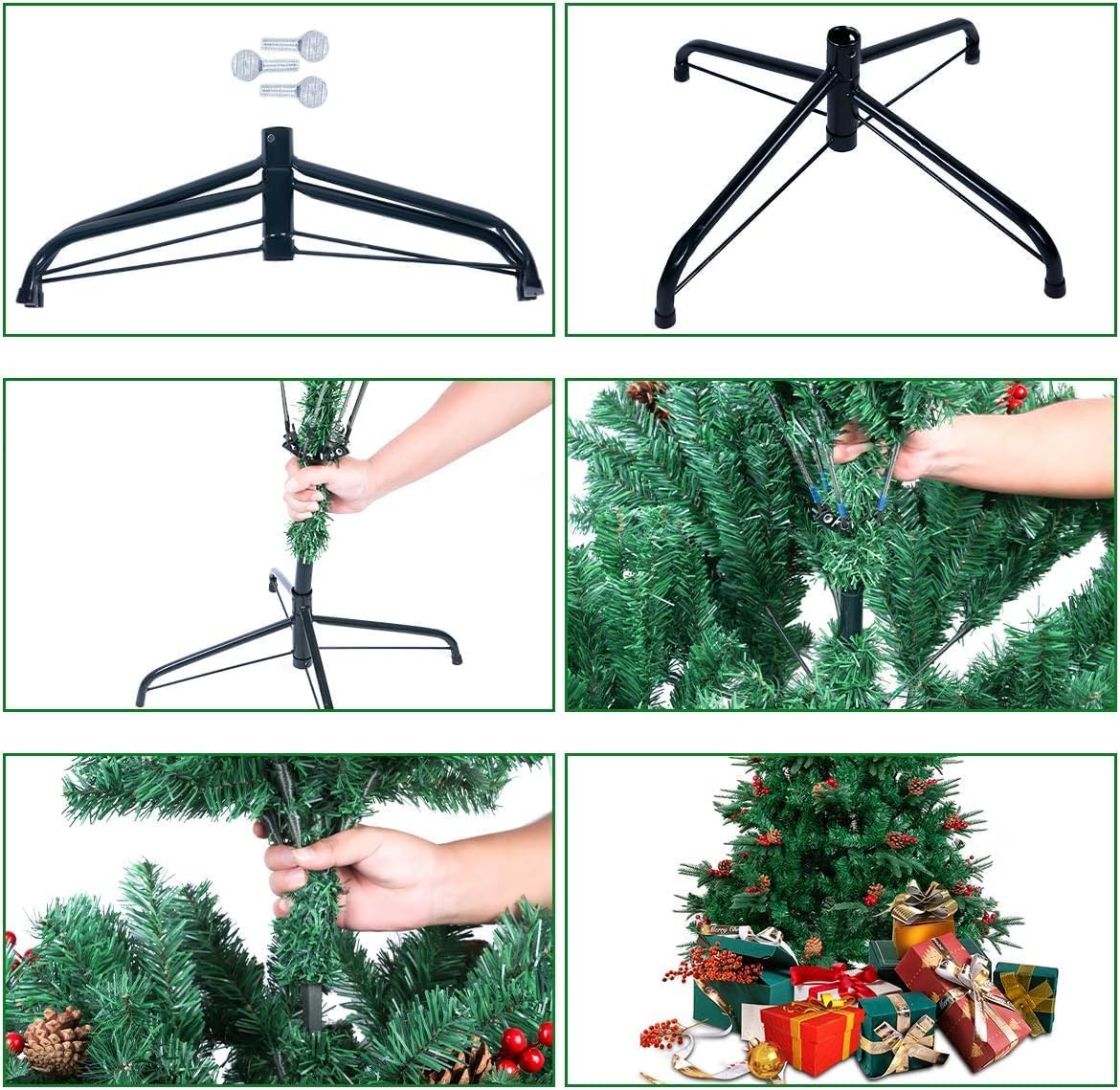 Künstlicher Weihnachtsbaum mit Tannenzapfen und Früchten, 180 cm, Grün - 688 Spitzen