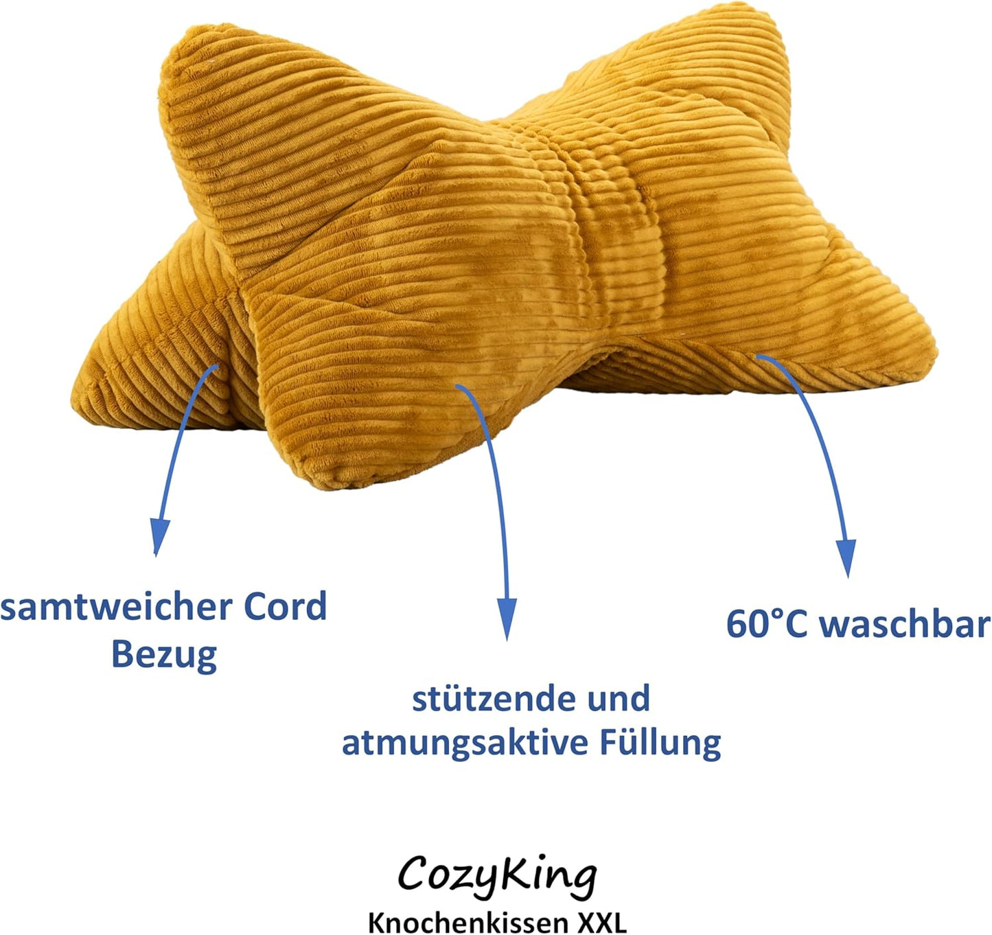 Waschbares Leseknochen, Xxl Cord Gold