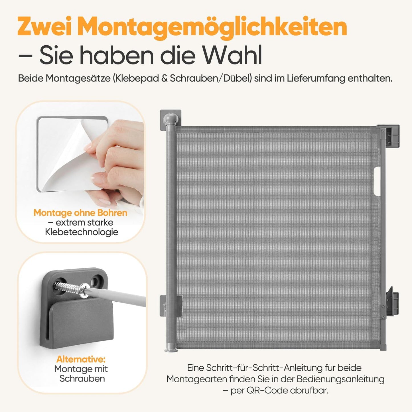 Ausziehbares Treppenschutzgitter, Grau 150cm