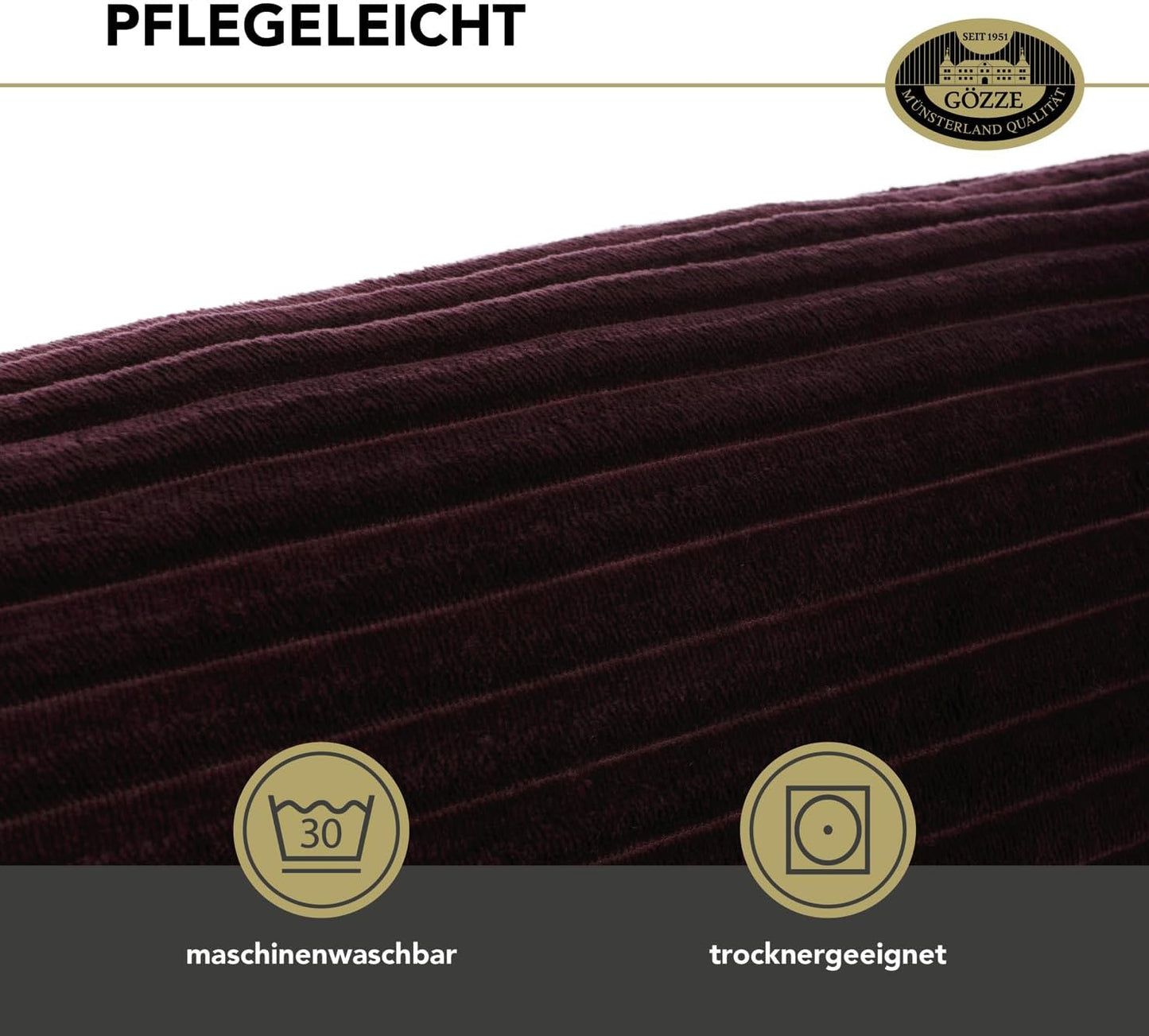 Kissenrolle in Cord Optik, Brombeere
