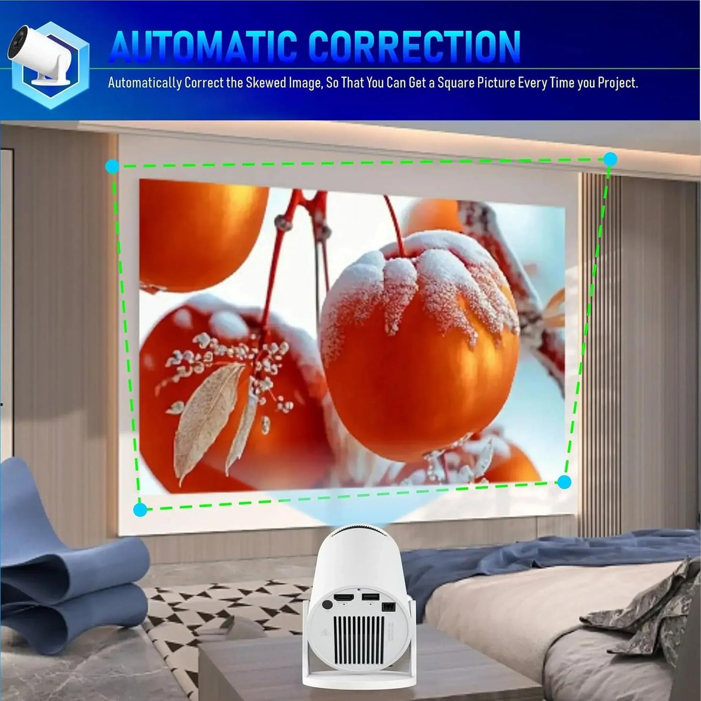 4K Heimkino Mini Beamer ‎HY300 Pro+ mit Android 14, Weiss