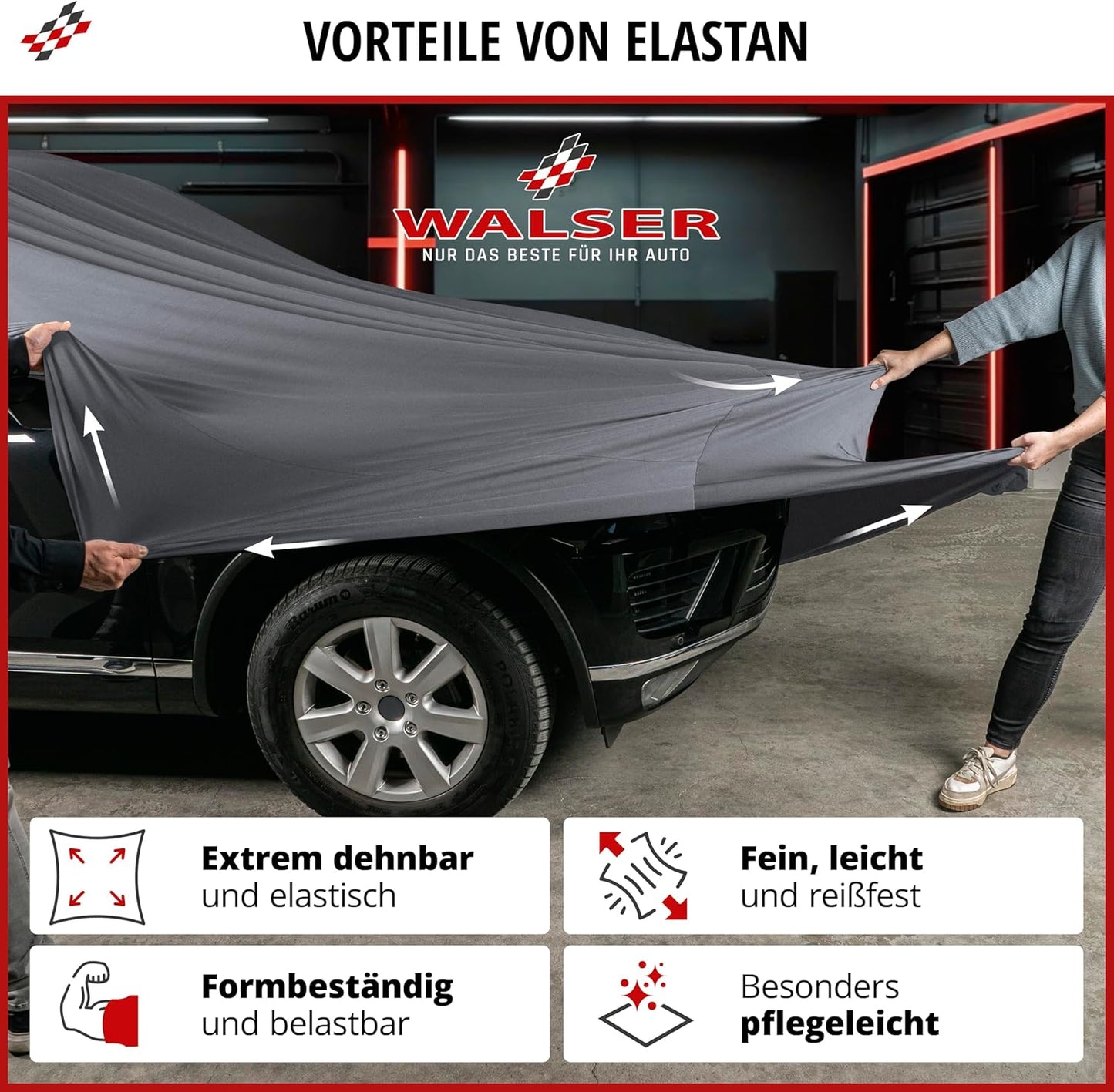 Autoabdeckung Stretch Plus (Grösse 4, Kombi), Anthrazit Größe 4: Kombi 380 - max. 439 cm Länge
