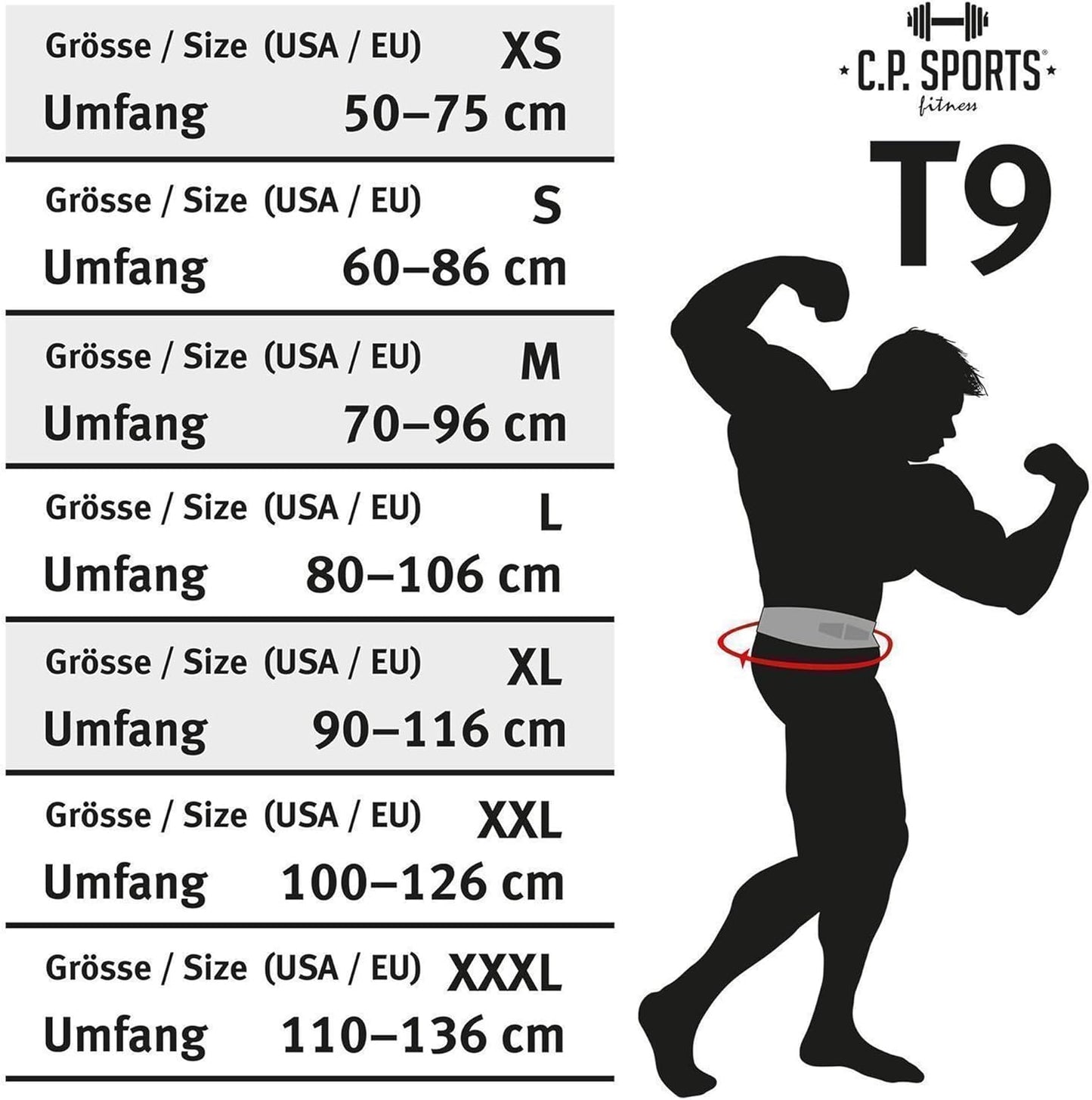 Gewichthebergürtel mit Schnalle, S = 59-84cm Schwarz
