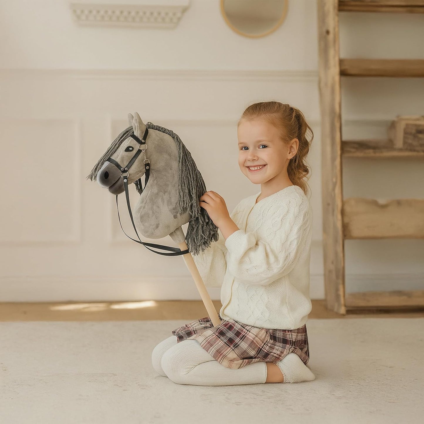 Hobby Horse Steckenpferd mit Zaumzeug & Leine