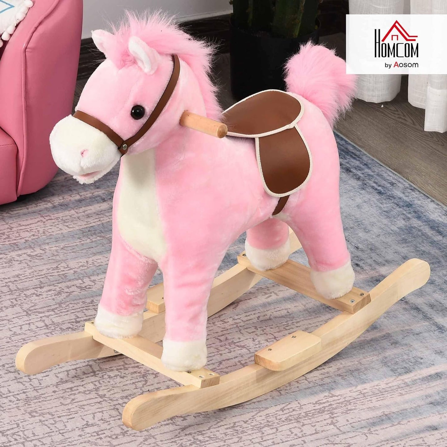 Kinder Schaukelpferd mit Tiergeräuschen, Rosa
