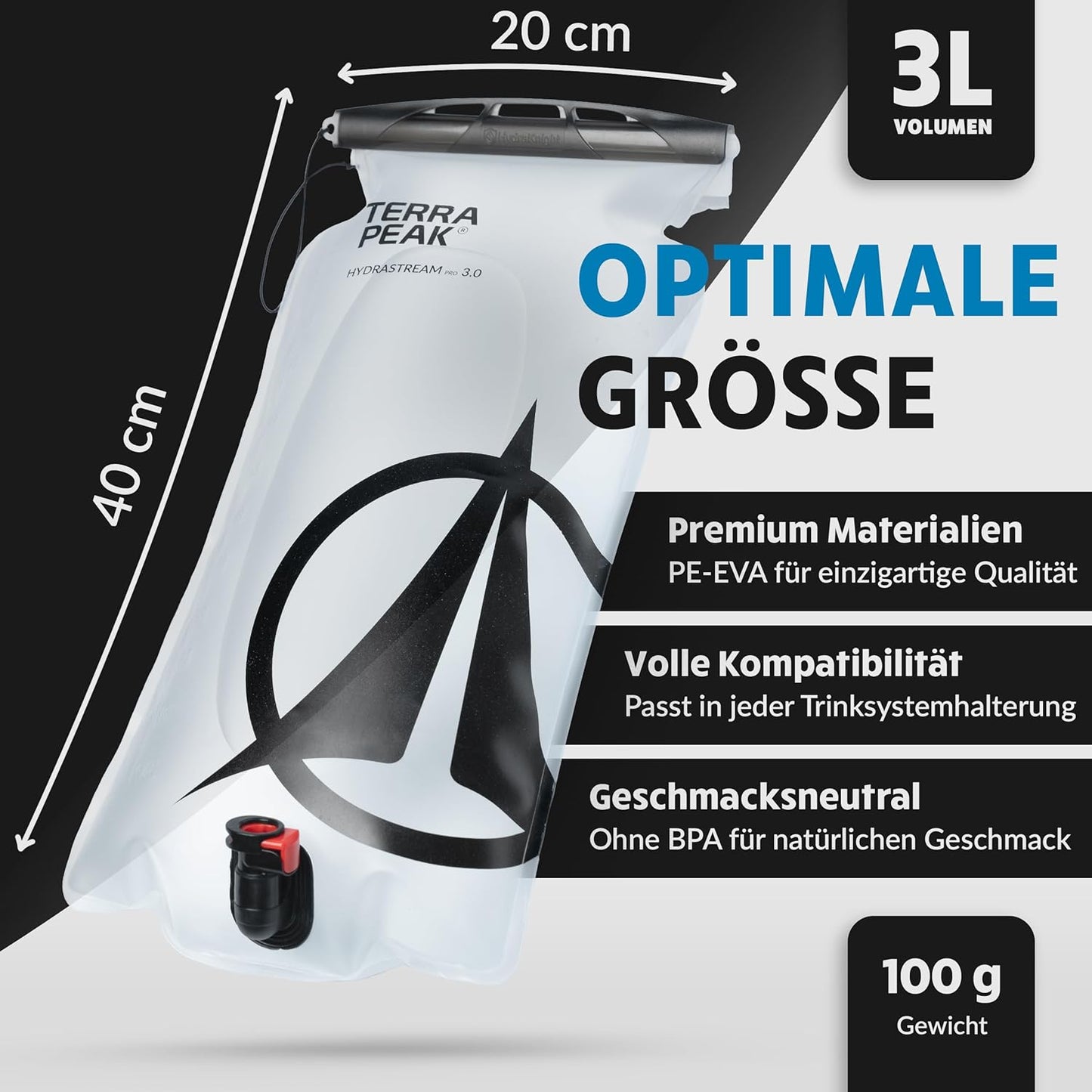 Trinkblase mit Reinigungsbürste, 3 Liter