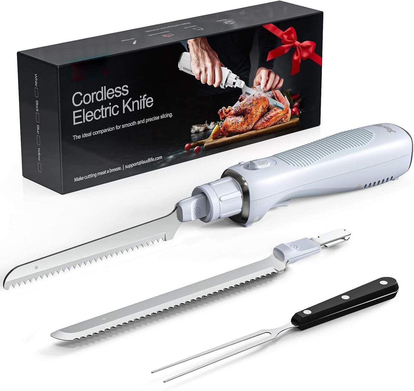 Kabelloses Elektrisches Sägeklingenmesser für Fleisch & Brot, Milchweiss
