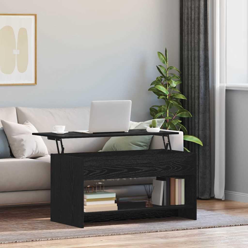 Rechteckiger Klapptisch mit Stauraum, Schwarz 80 x 50.5 x 41.5 cm