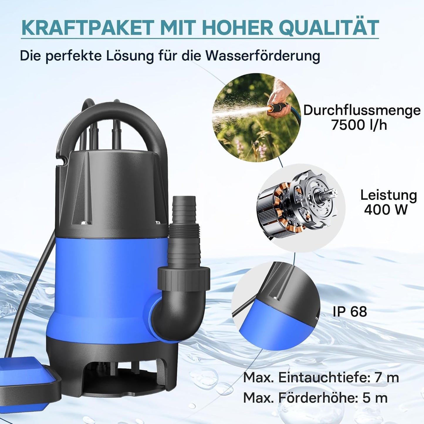 Schmutzwasserpumpe 61169, 7500 l/h