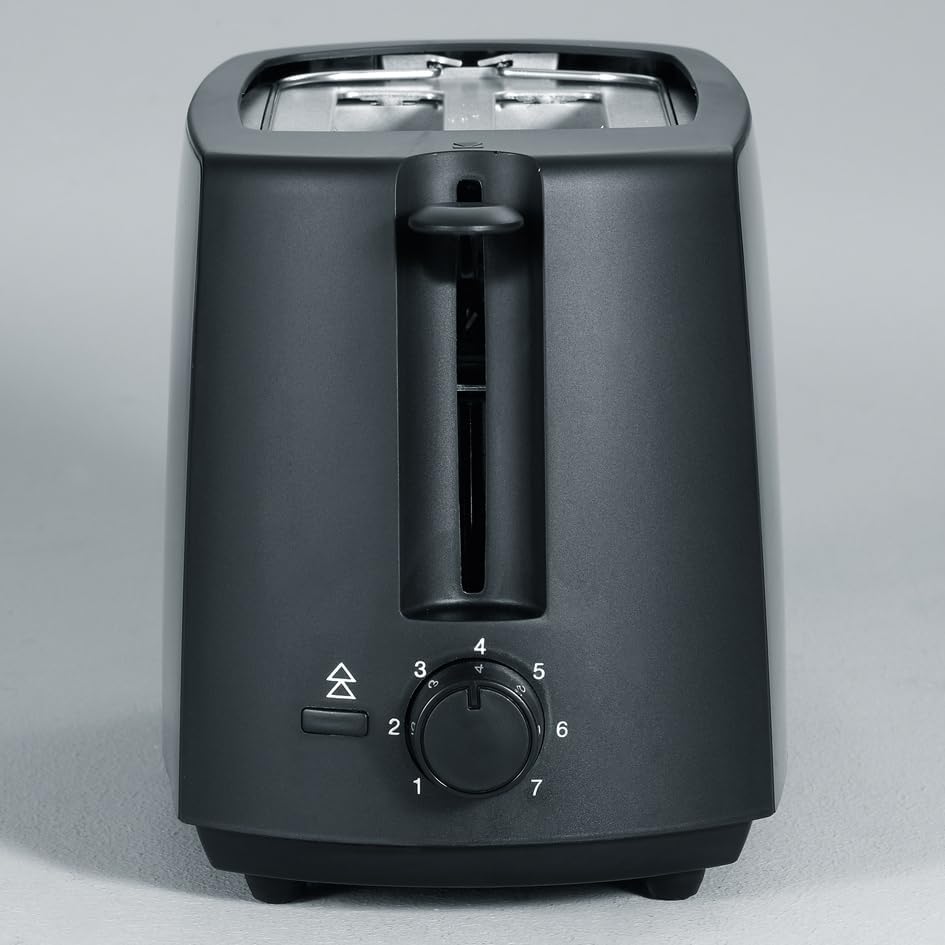 Automatik-Toaster mit Brötchenaufsatz und Krümelschublade, Schwarz