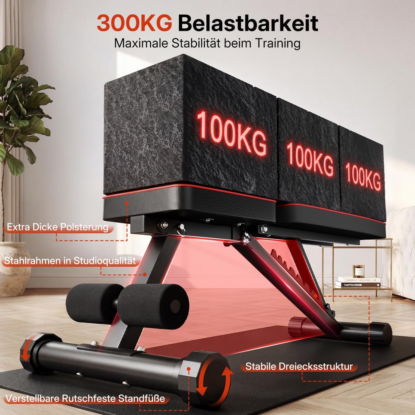 Verstellbare Hantelbank, klappbar