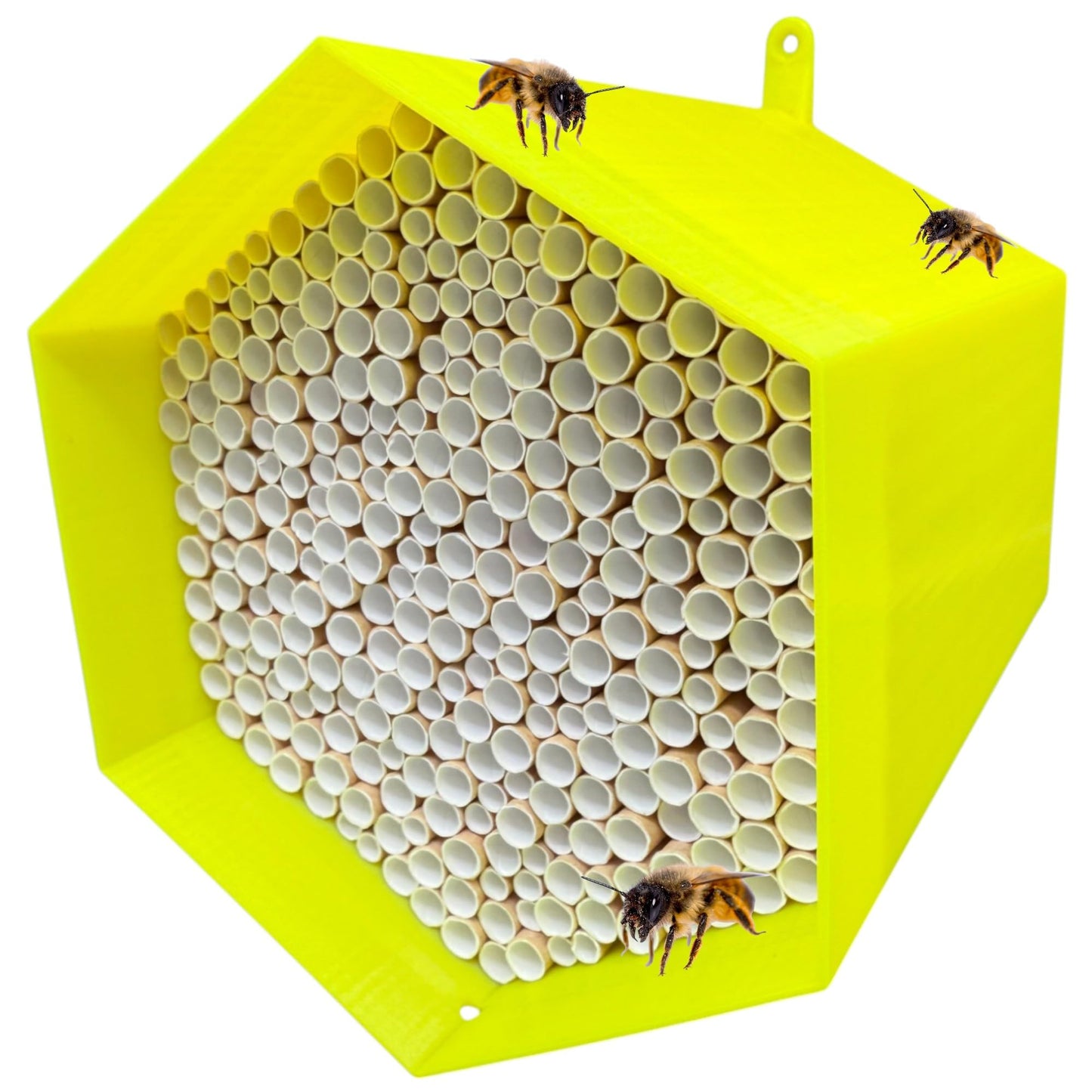 Wildbienen-Nisthilfe mit 300 Nisthülsen, Gelb ca. 300 Niströhren