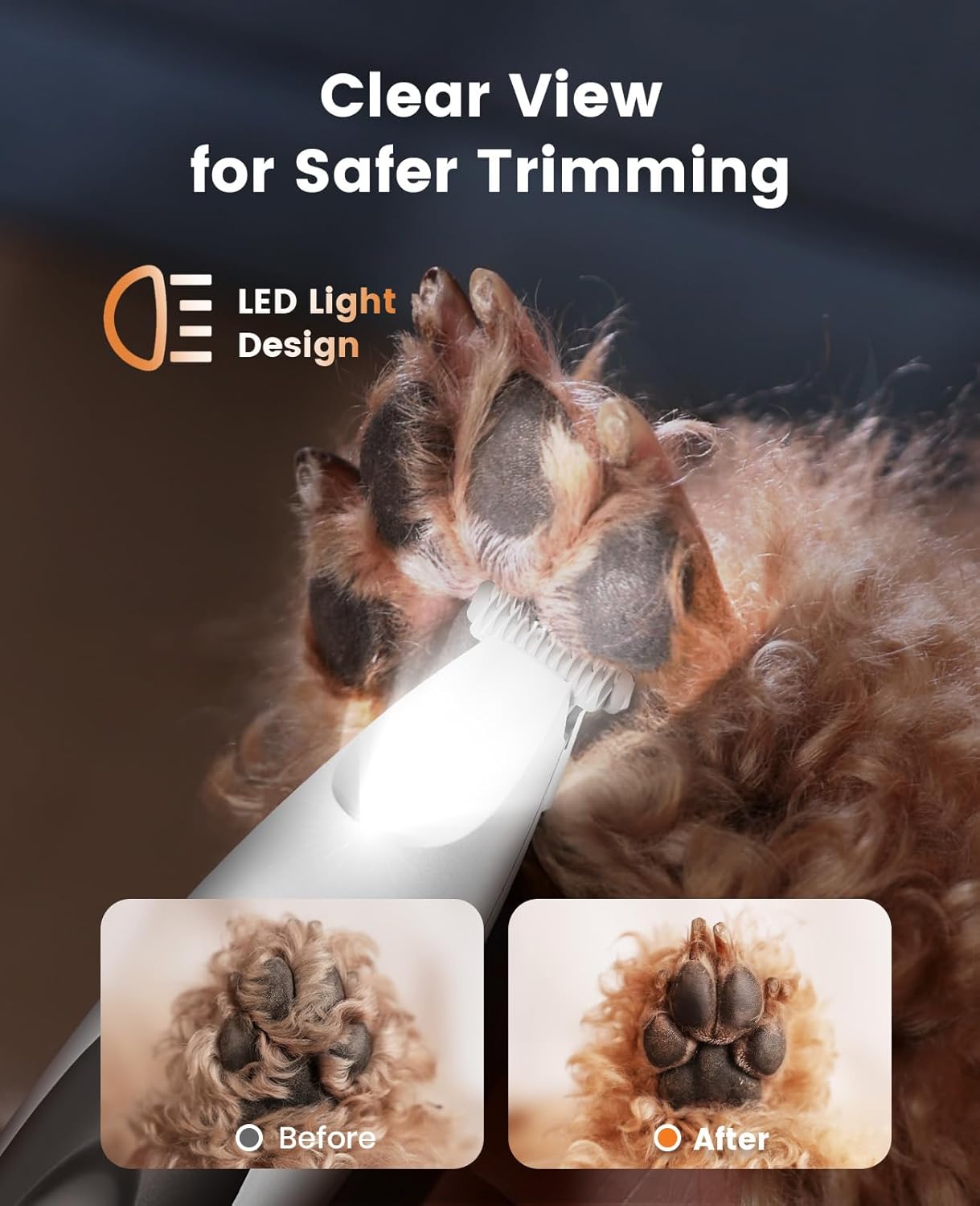 Pfotentrimmer mit LED-Licht YP-7015L, Weiss