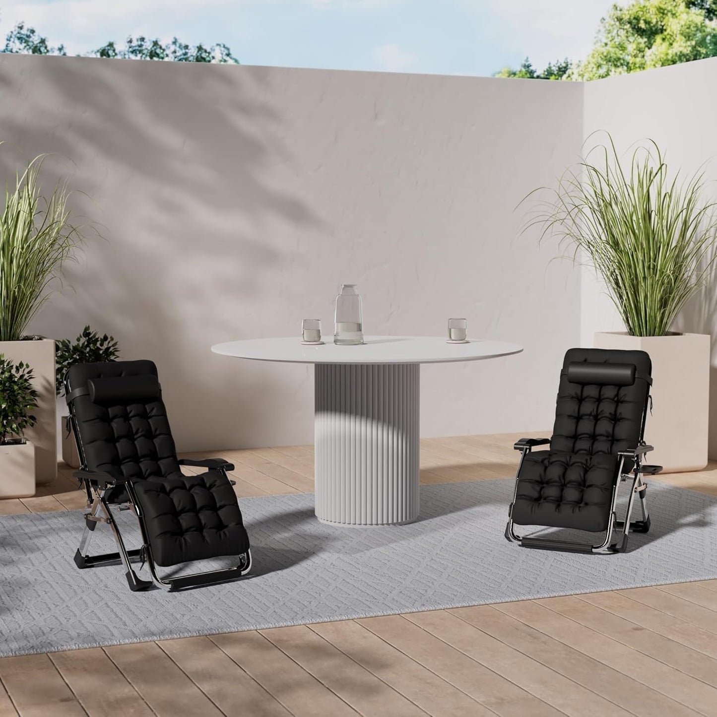 Klappbare Sonnenliege mit Kissen, Black1