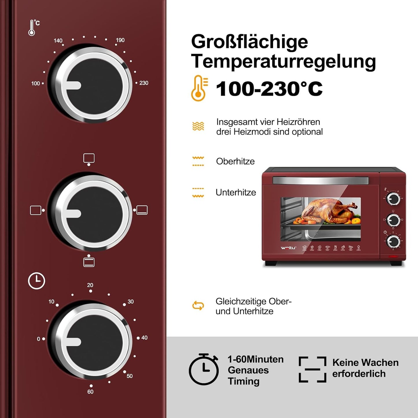 Mini-Backofen, Rot+schwarz