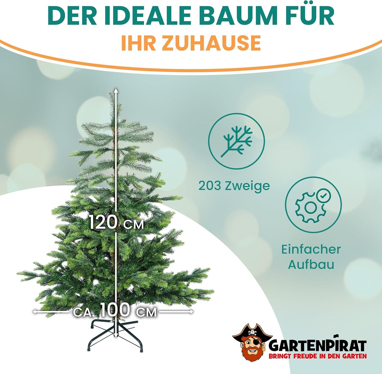 Künstlicher Weihnachtsbaum BonTree Fichte 120 cm, Baum 120 cm