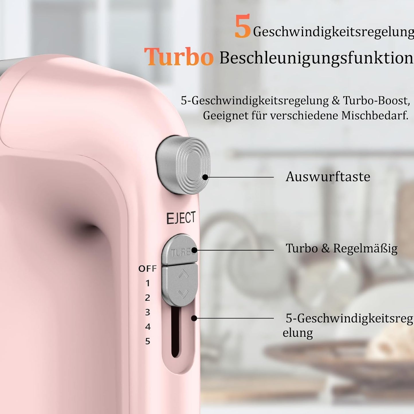 Handmixer mit Zubehör, Pink
