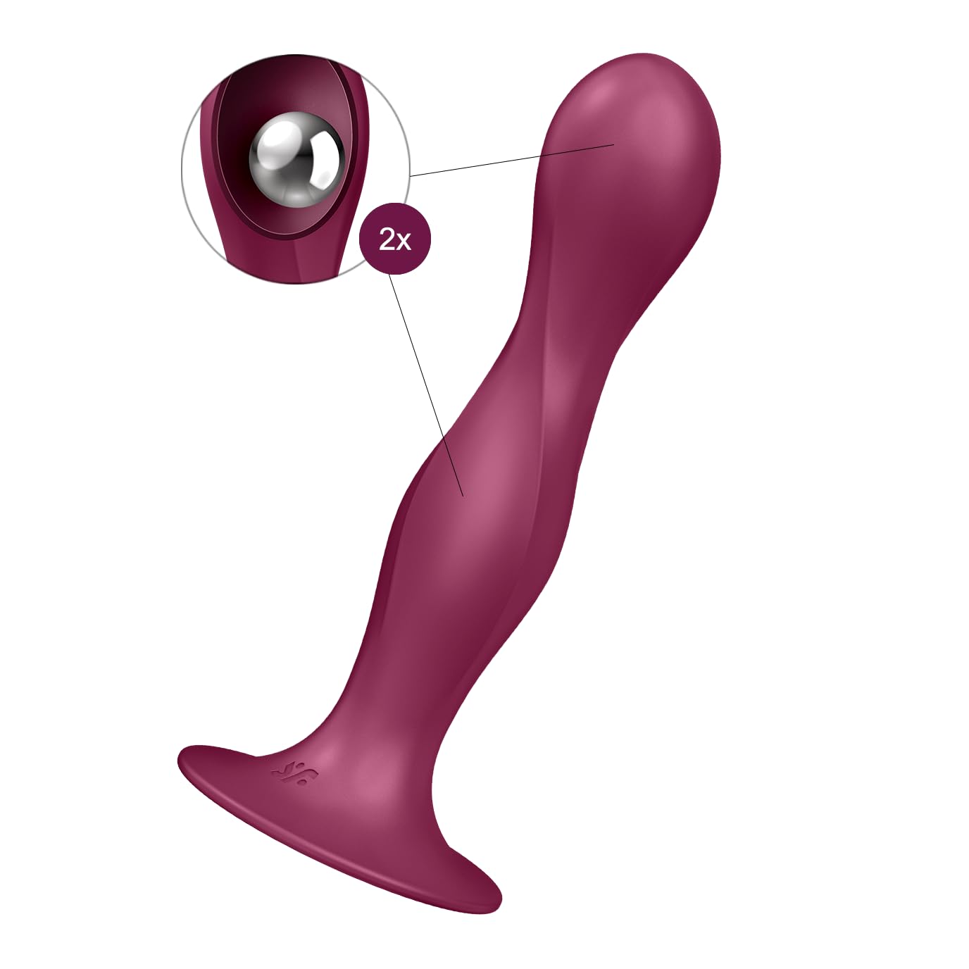 Double Ball-R Silikon-Dildo für doppelte Stimulation, Beere