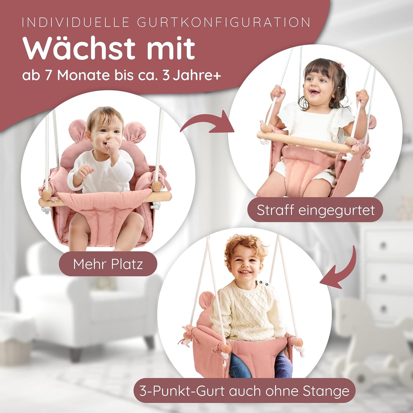 Baby und Kinderschaukel, Rosa