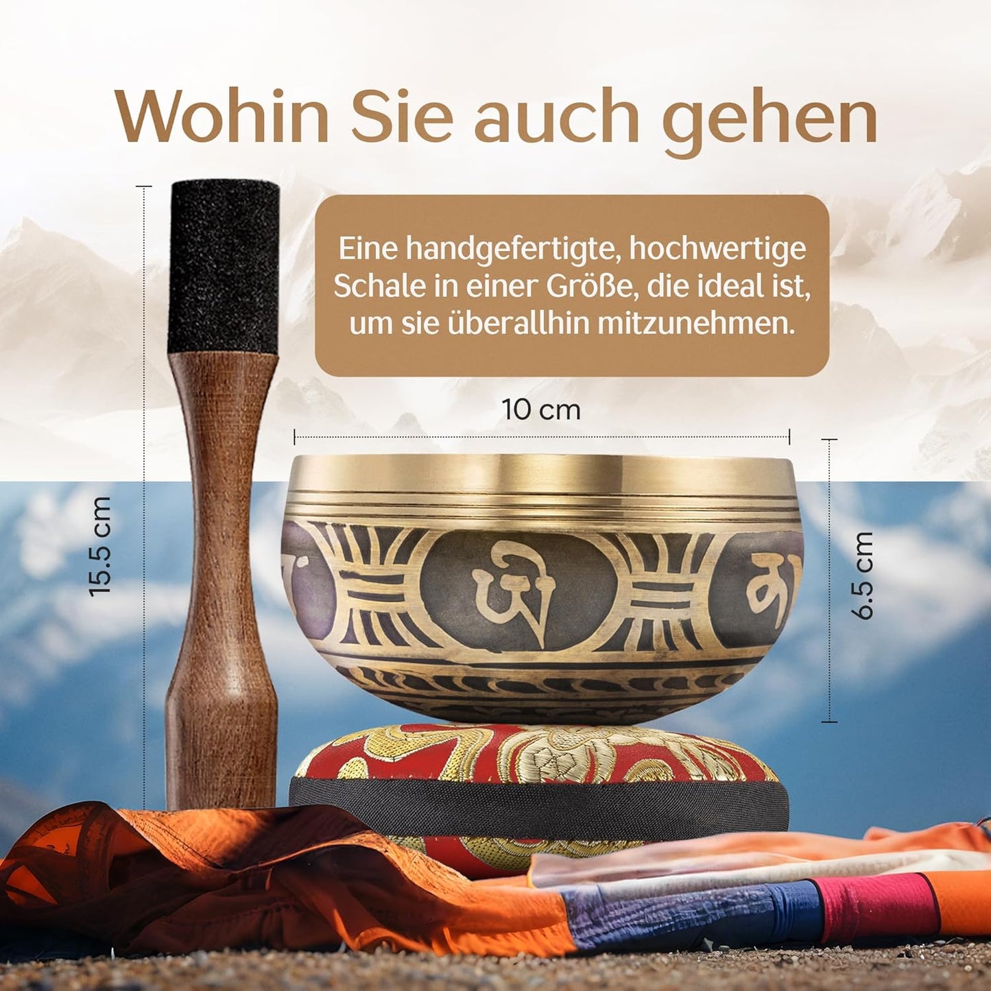 Tibetische Klangschale, braun Ohne Tasche