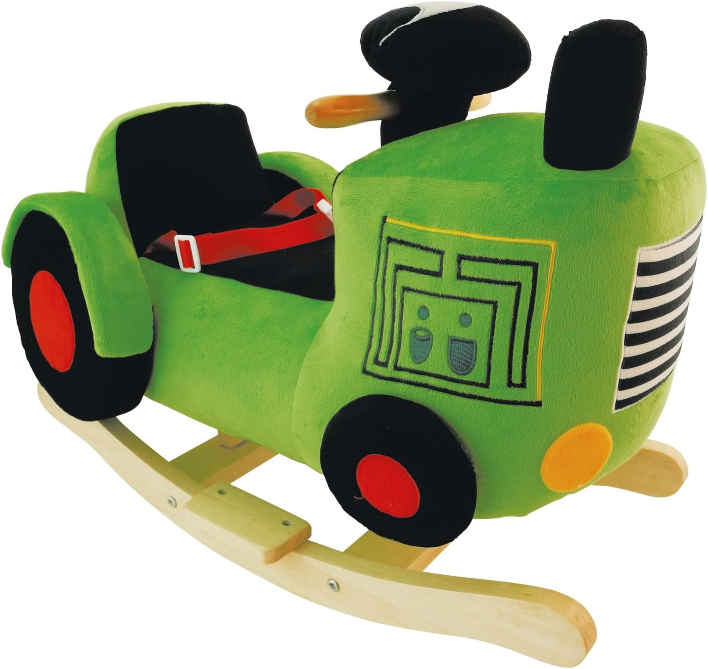 Plüsch Schaukeltier Traktor mit Sicherheitsgurt, grün