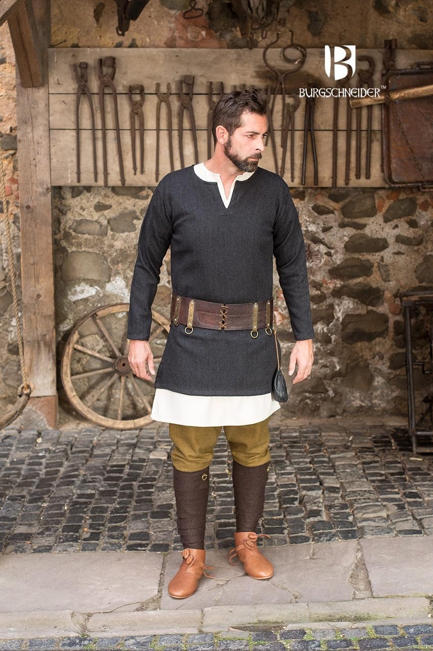 Fischgrättunika für Larp & Cosplay, Herringbone Black/Grey S