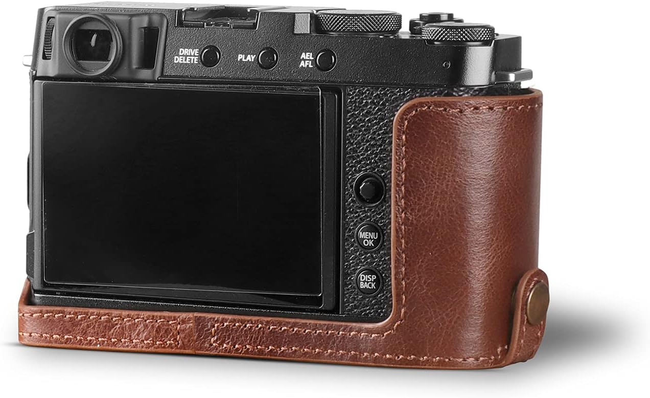 Lederkamera-Halbtasche für Fujifilm X Series X-E4, Braun