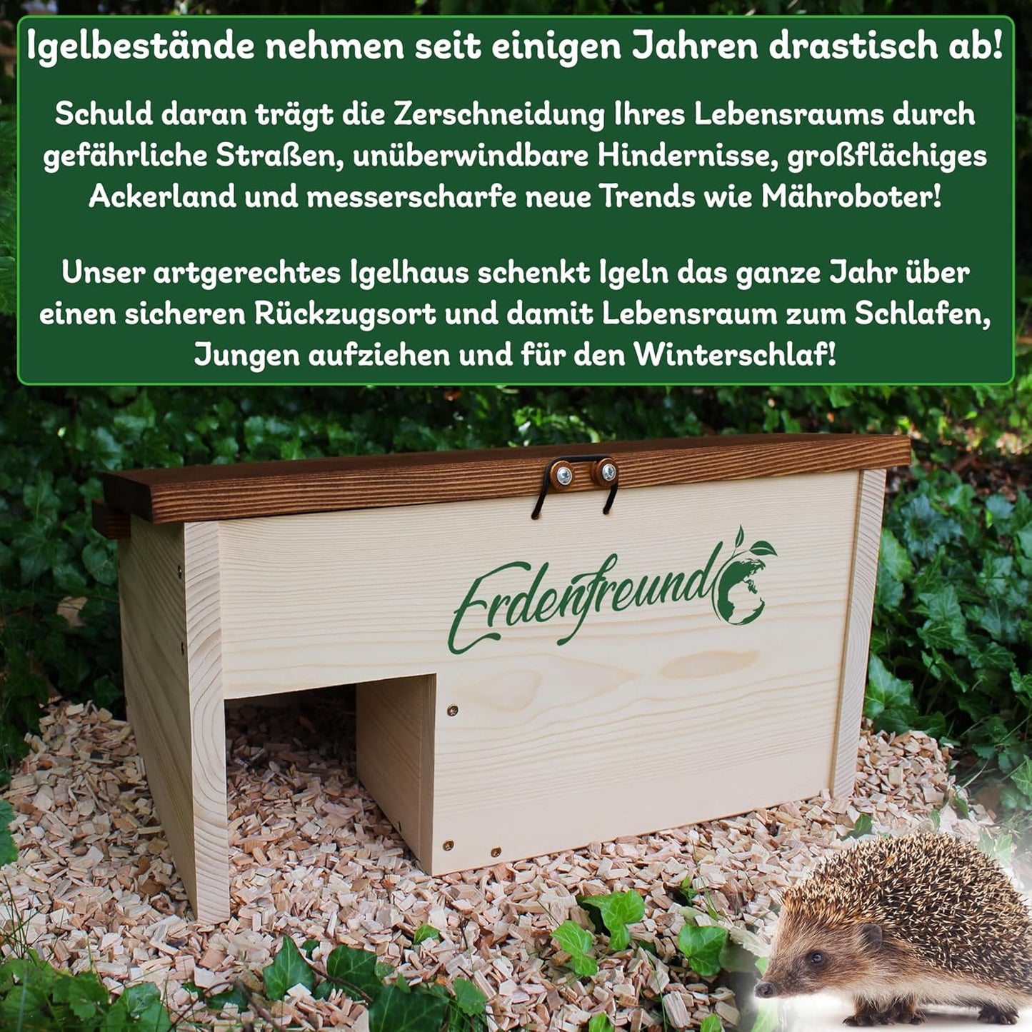Igelhaus mit Labyrintheingang, Igelschlafhaus Winterquartier & Nisthaus
