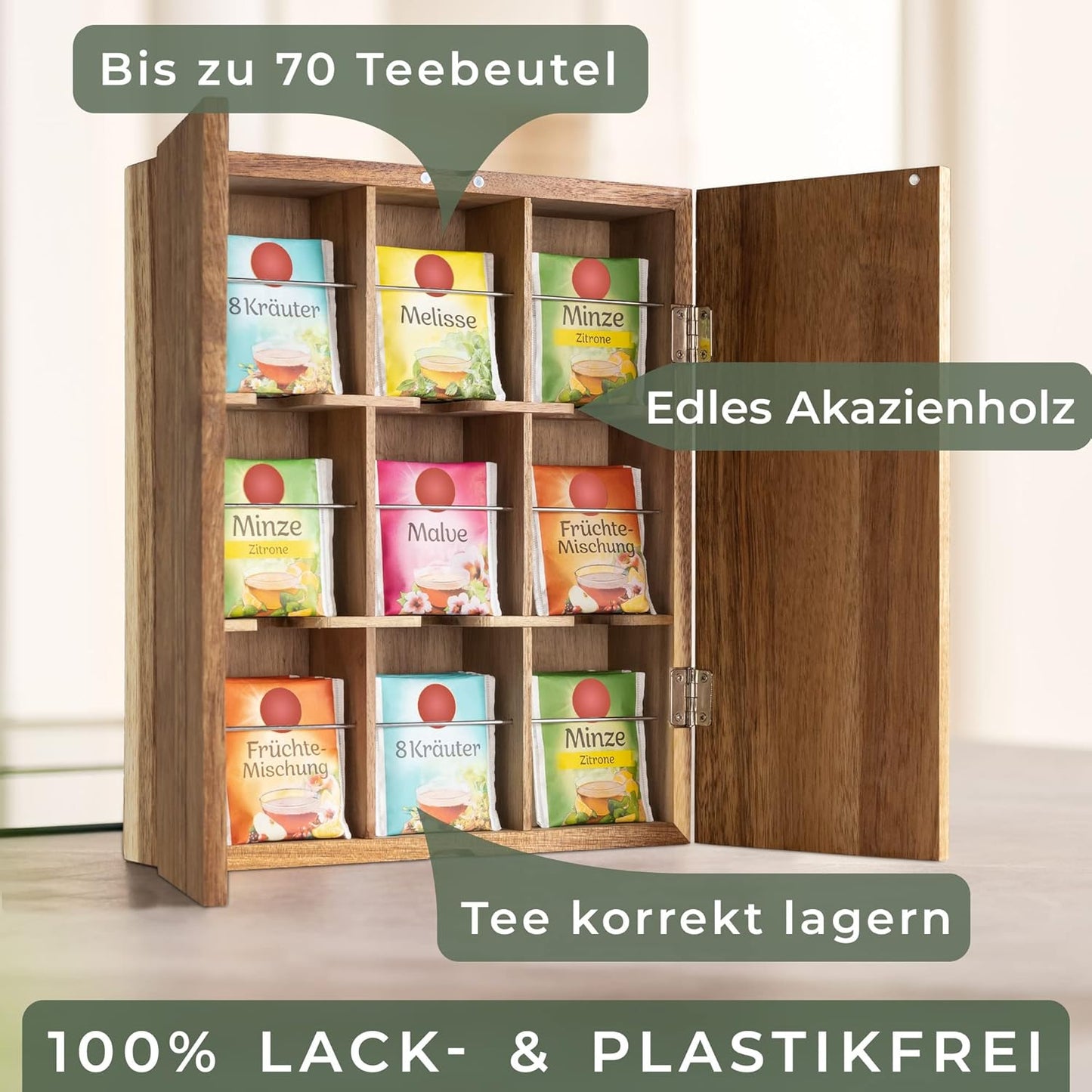 Teebox mit 9 Fächer