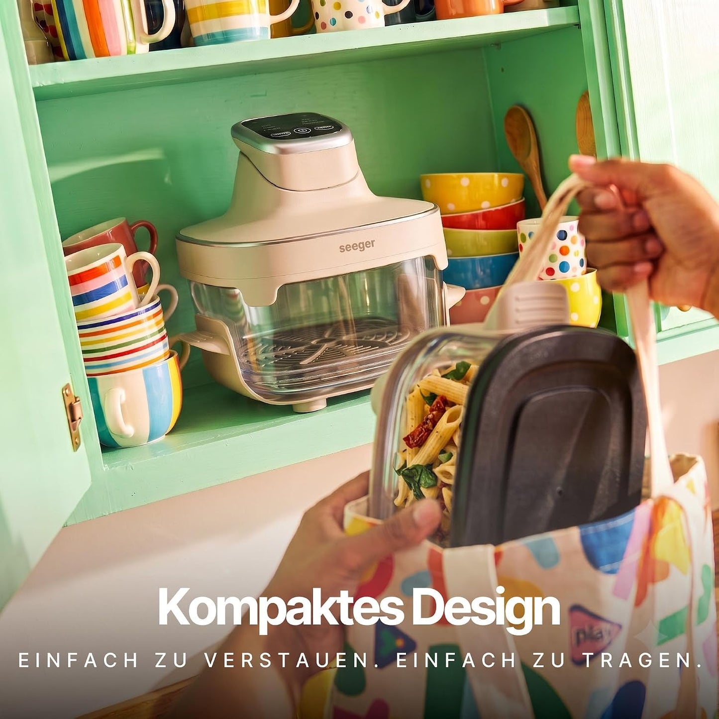 ClearFry Heissluftfritteuse mit 6 Funktionen, Beige