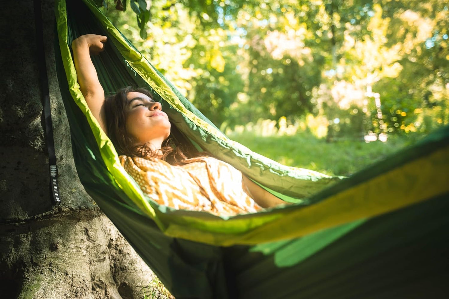 Camping-Hängematte aus Fallschirmseide, Forest & Green