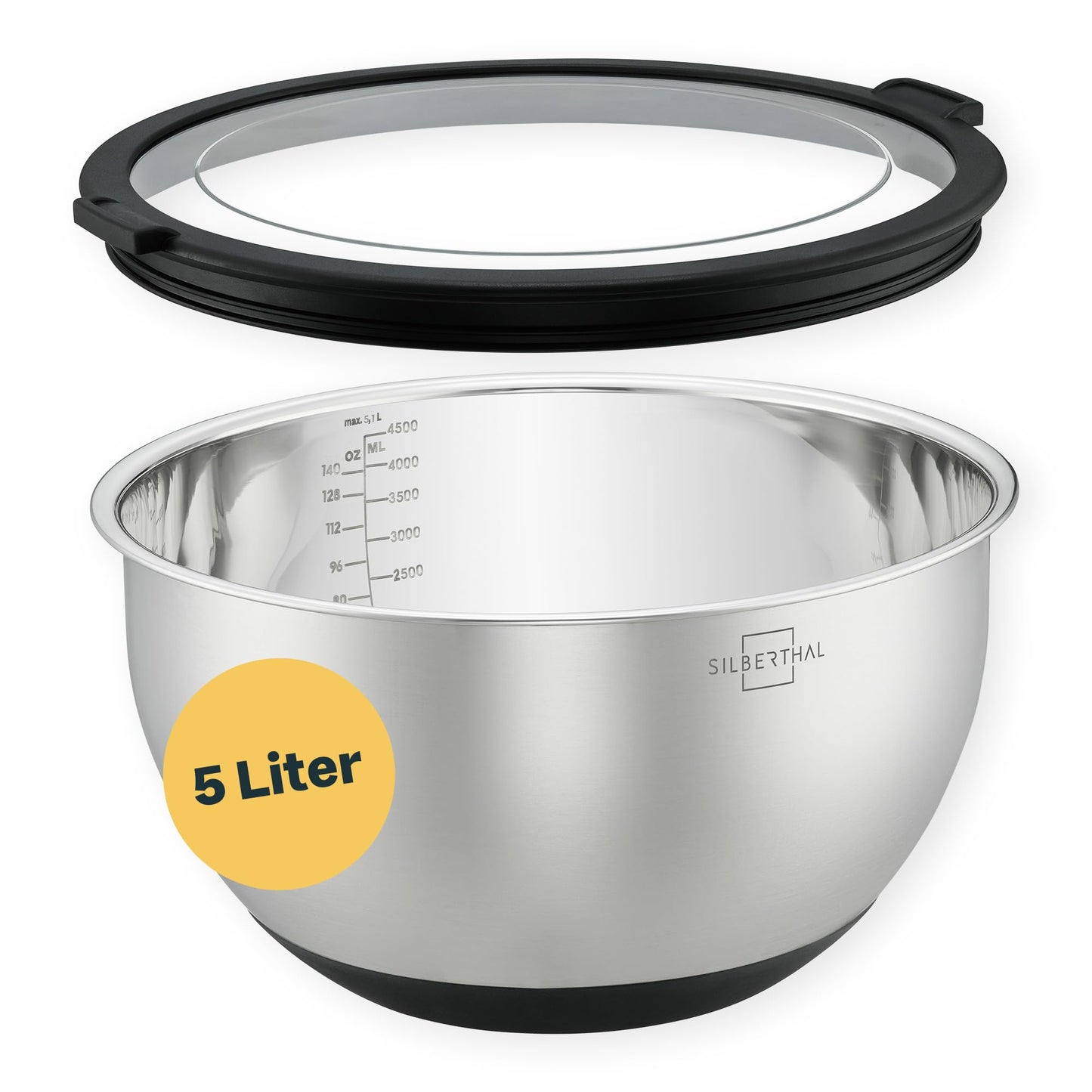 Edelstahl Rührschüssel mit Deckel, 5l, 5l