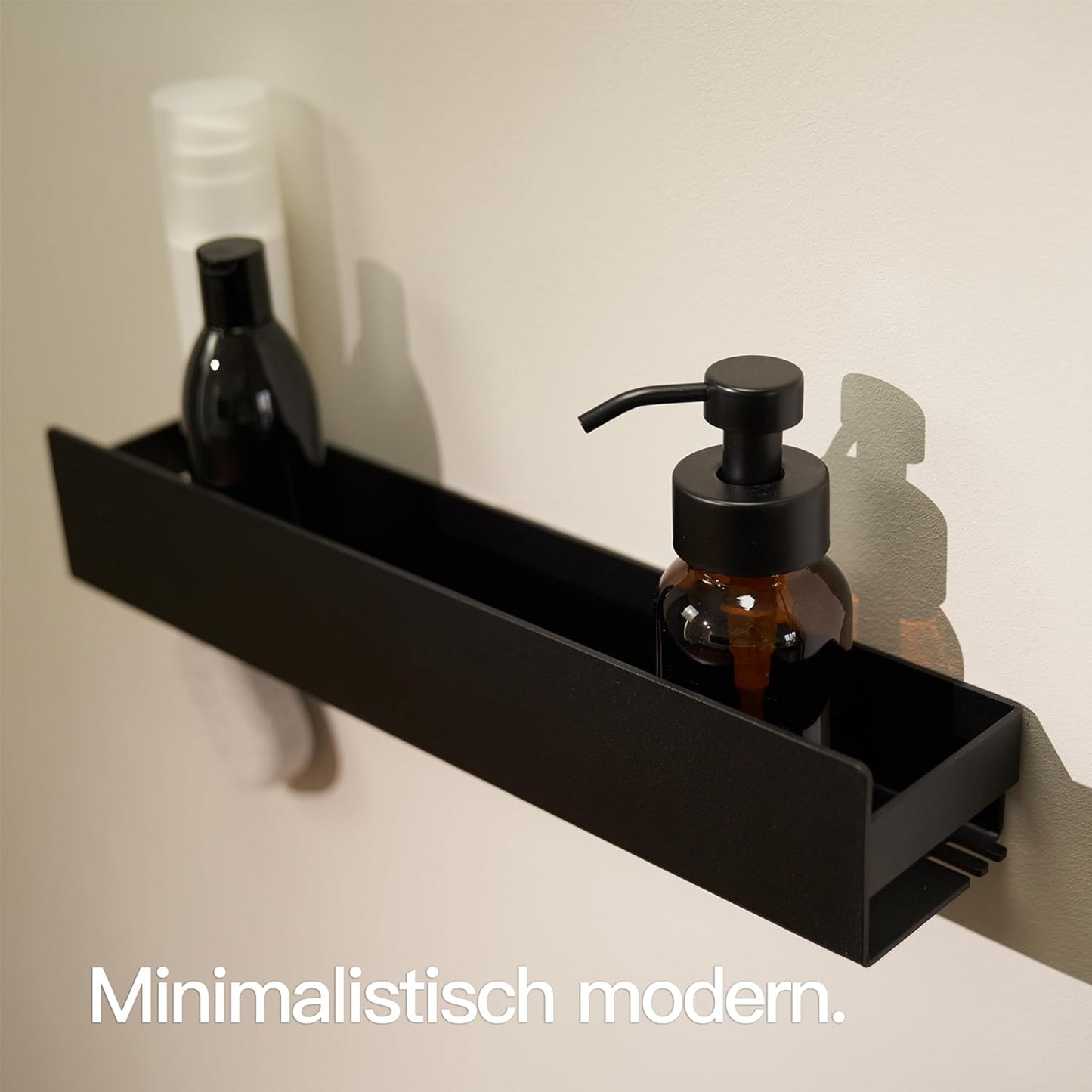 Duschablage selbstklebend ohne Bohren (42 cm), 42 cm Matt Schwarz