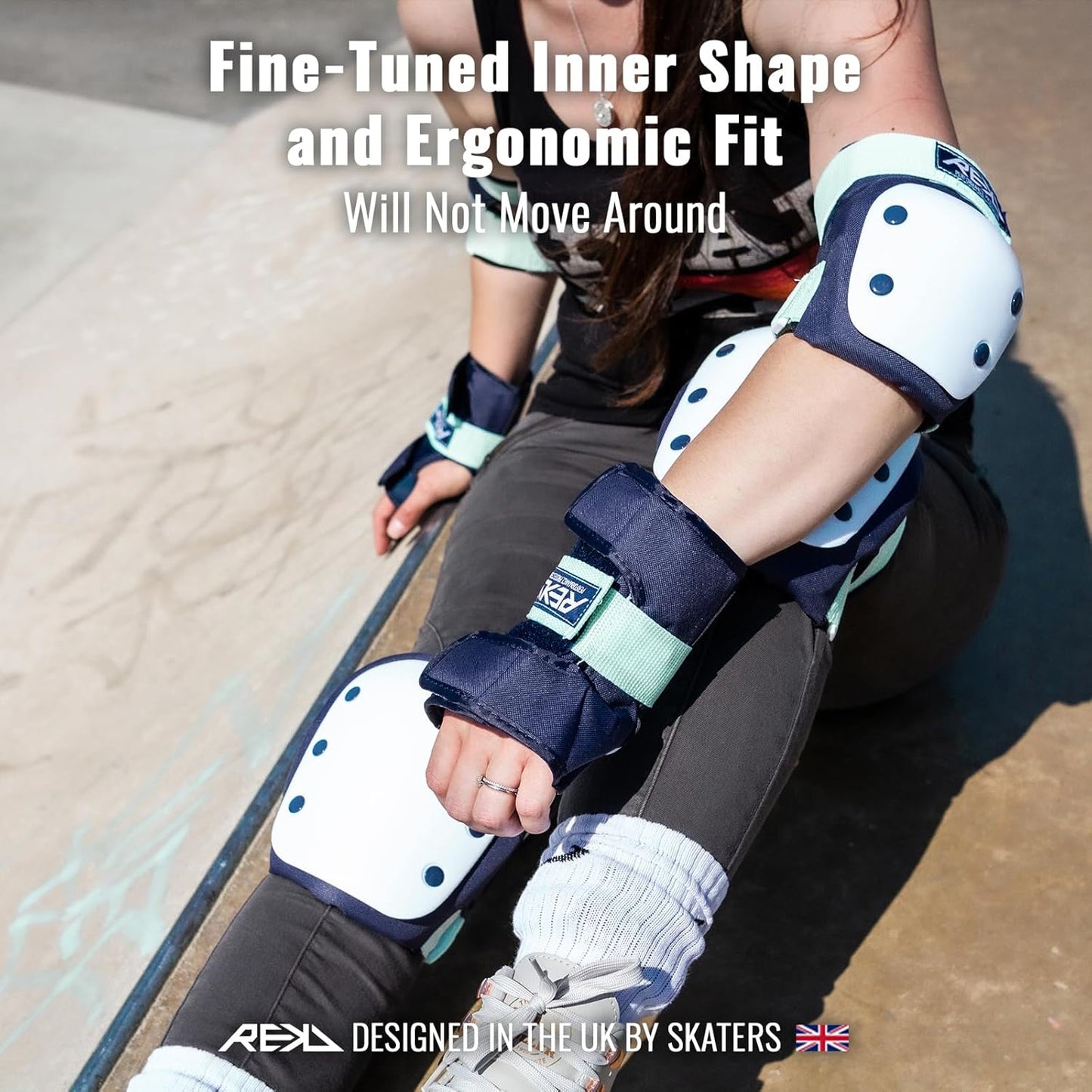 Triple Pad Skateboard-Schutzset für Erwachsene, L Mehrfarbig (Blue/Mint)