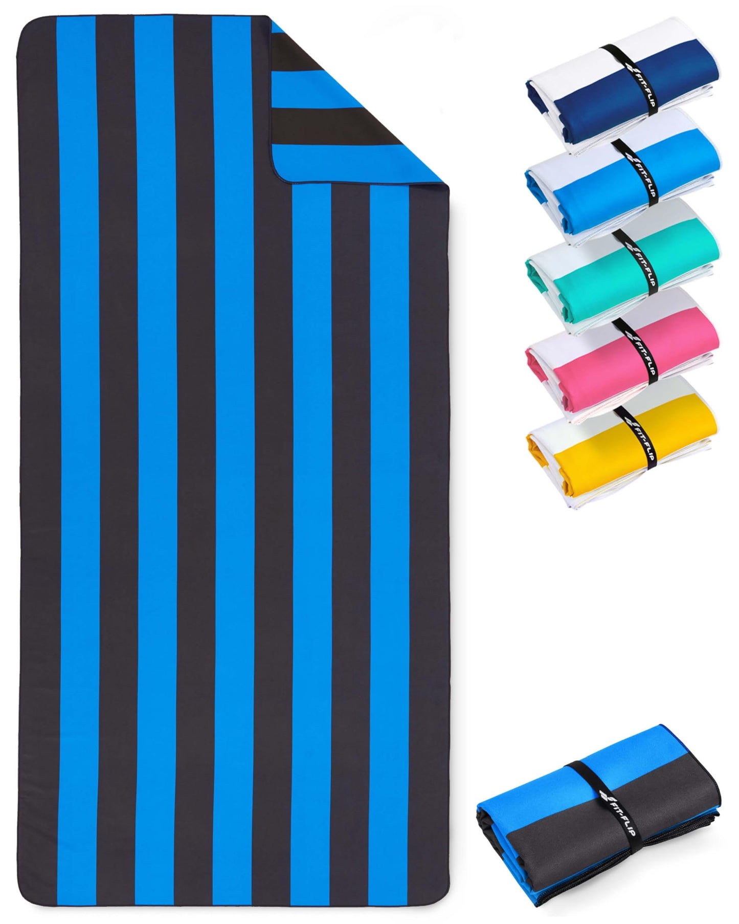 Schnelltrocknendes Strandhandtuch, 160cm x 90cm 07 Blau - Dunkelgrau