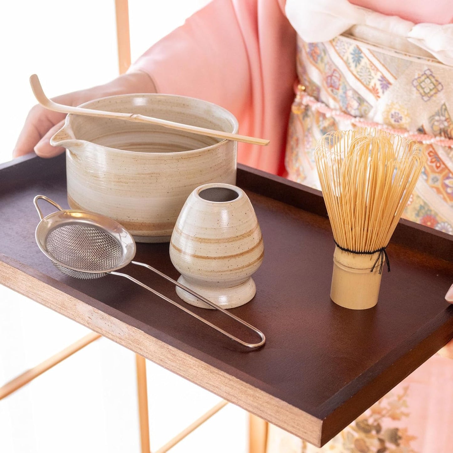 Matcha Tee-Set, Rustikales Beige