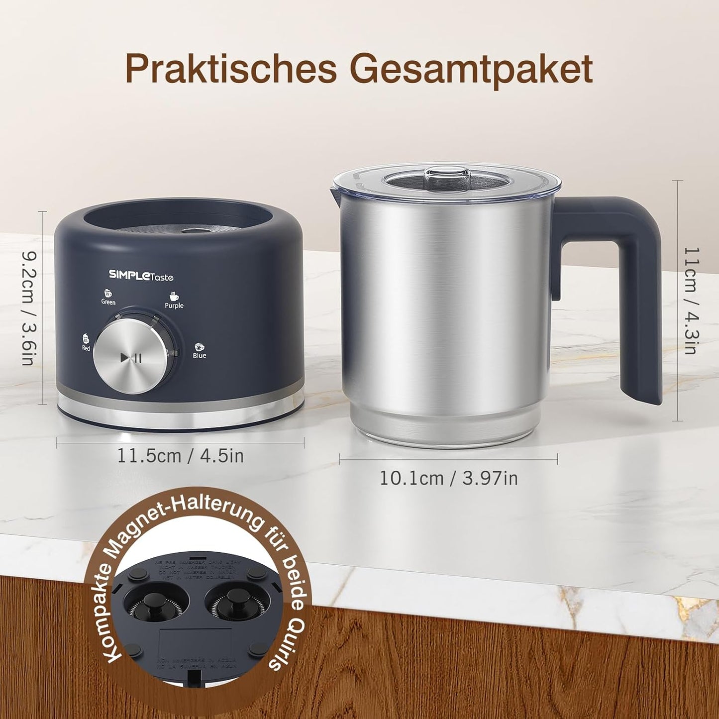 Elektrischer Milchaufschäumer, Spülmaschinengeeignet & Ersatzquirl