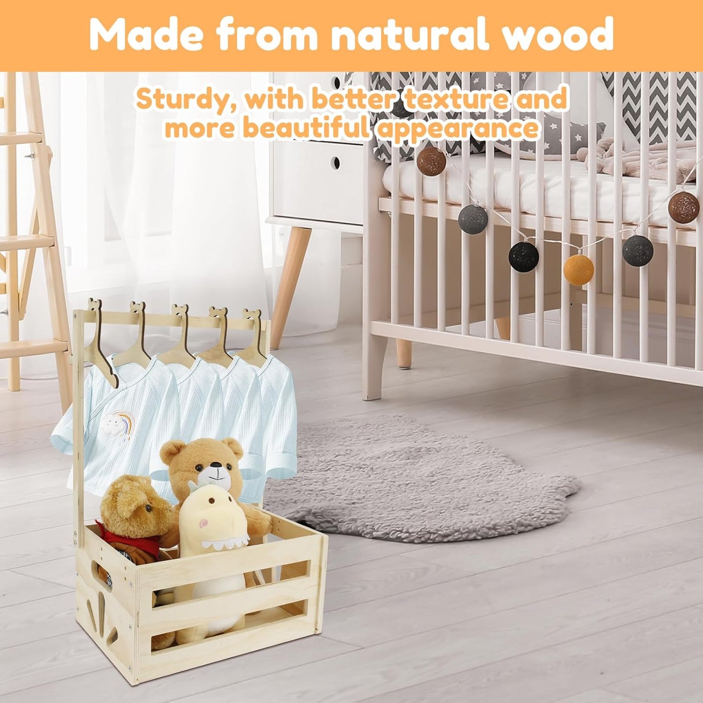 Baby-Shower-Geschenkkorb mit Kleiderstange und 5 Kleiderbügel