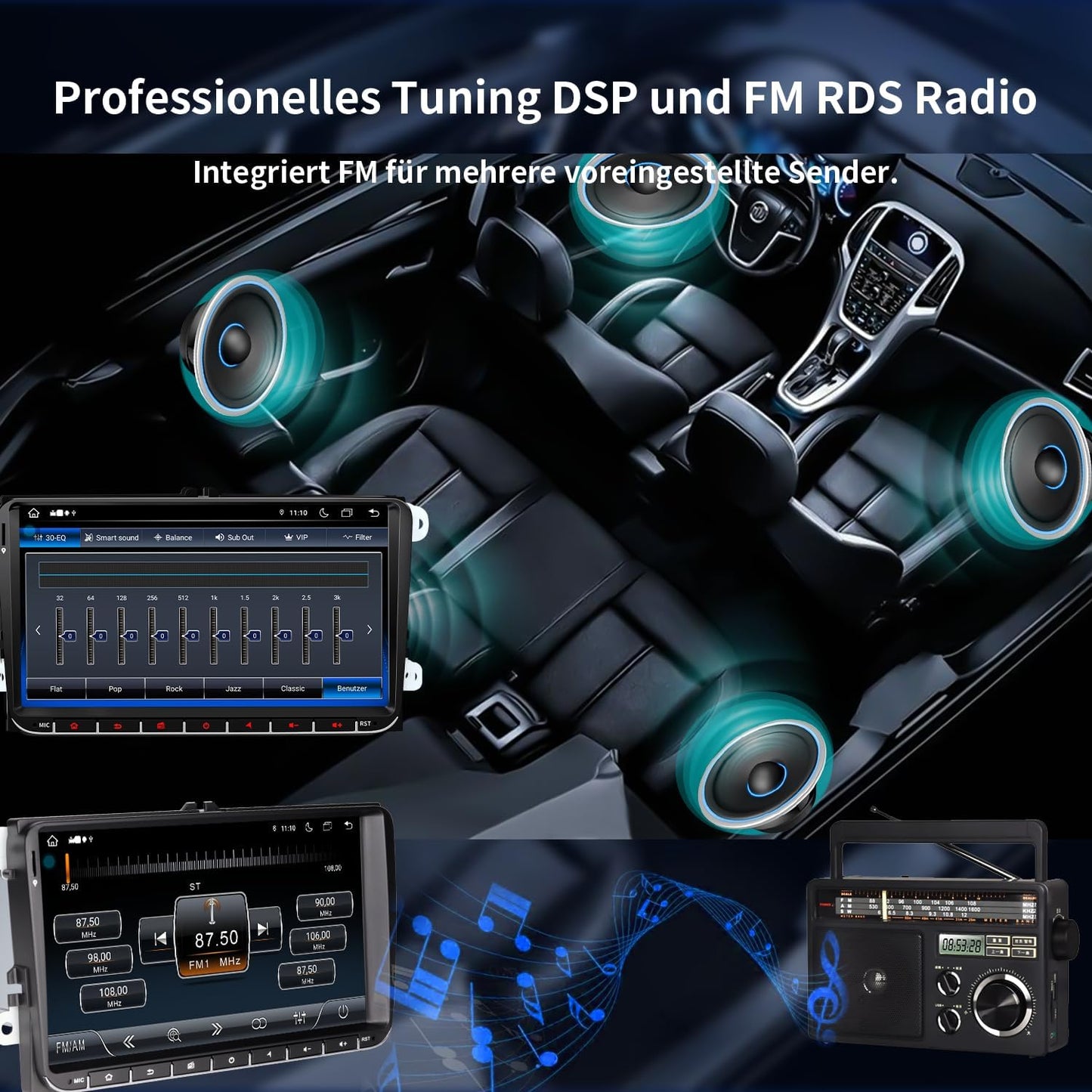 Doppel DIN Autoradio für VW Golf 5/6, T5, Polo, Passat