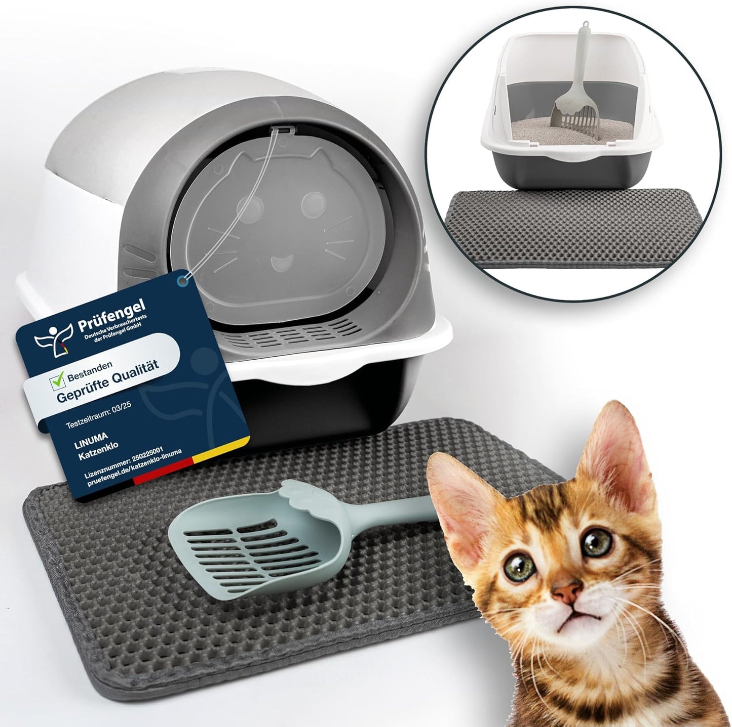 5-teiliges Katzenklo Starter-Kit, Starter Kit grau
