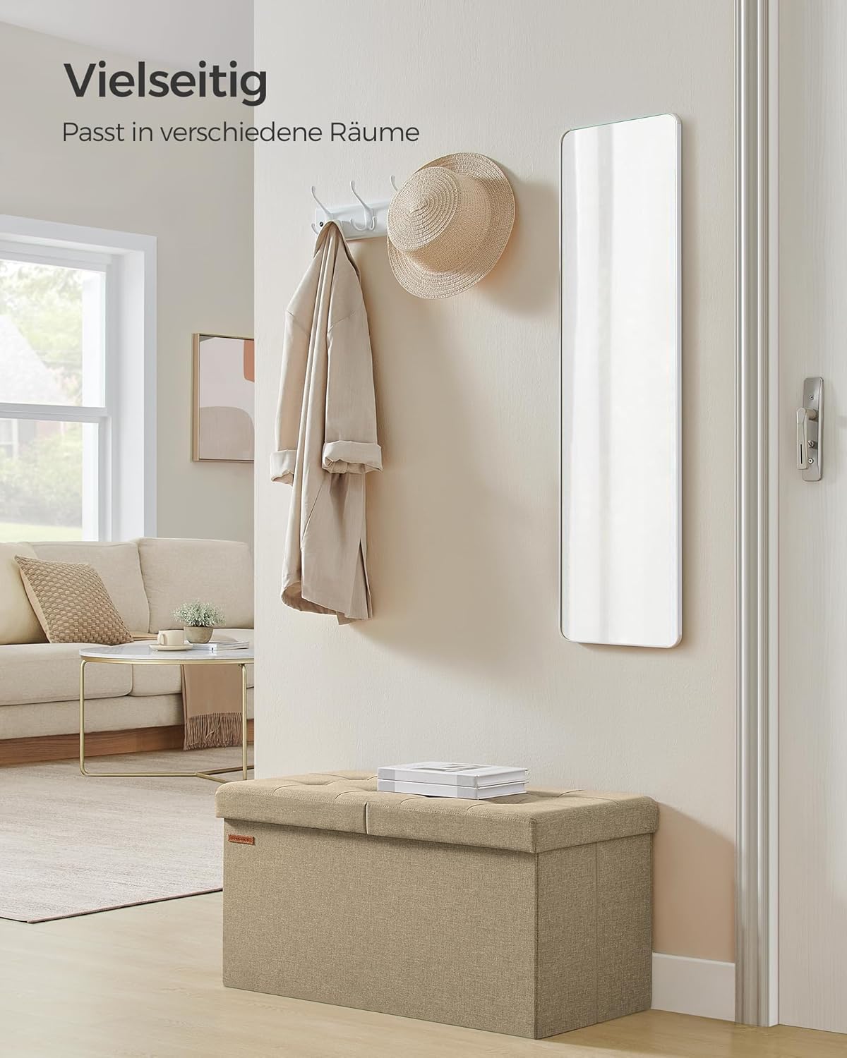 Sitzbank mit Stauraum, 76B cm Kamelbraun
