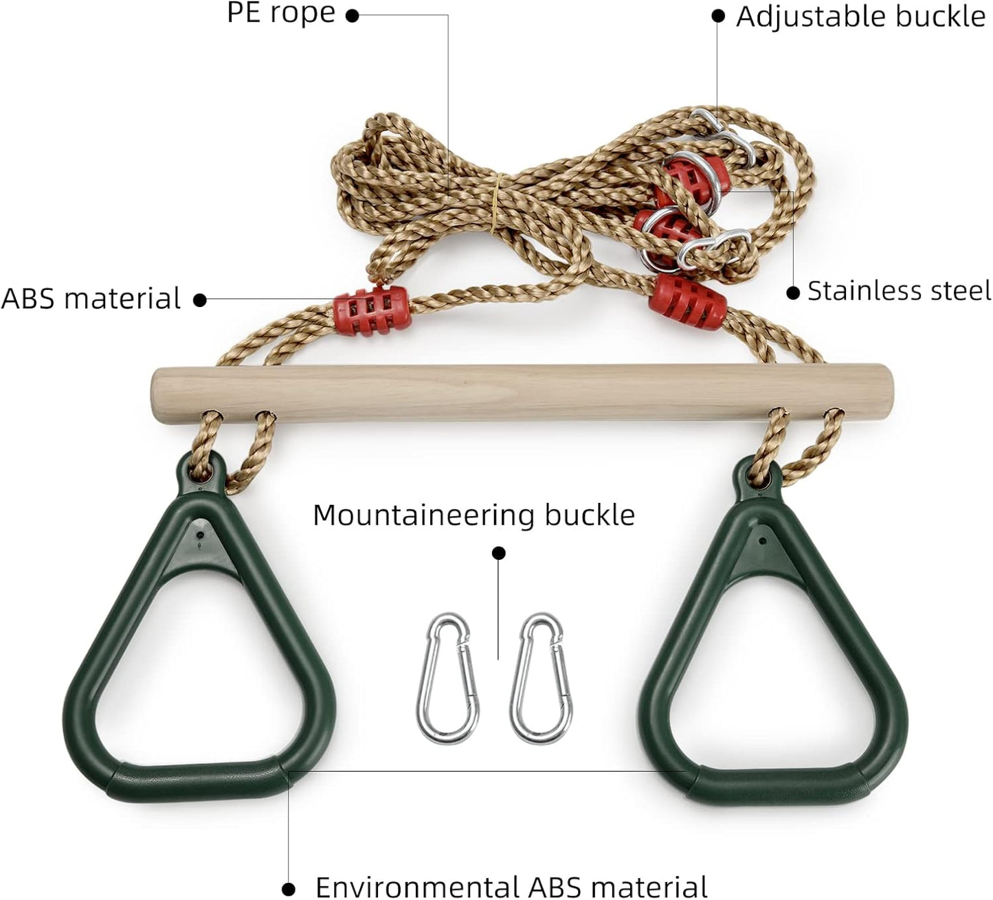 Multifunktionsschaukel mit Turnringen, Grün