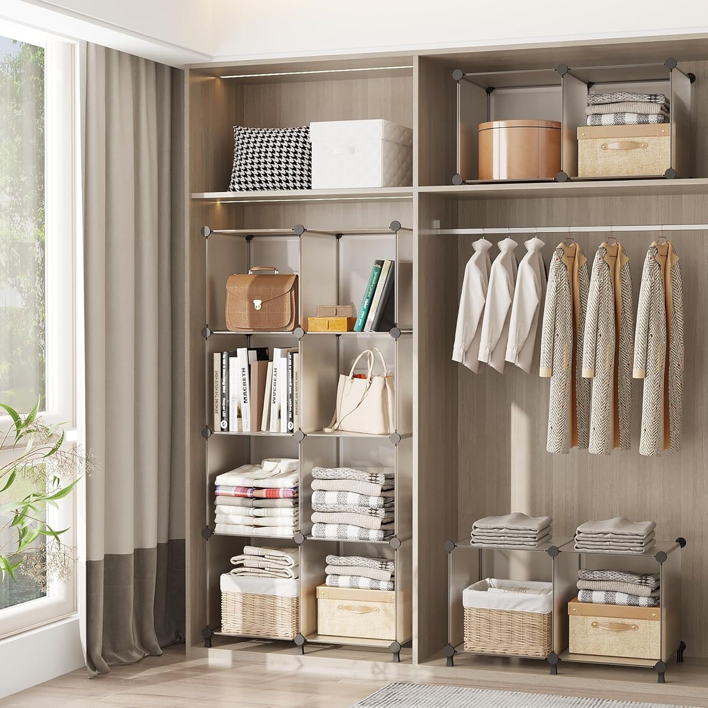 Modularer Cube Organizer mit 6 Fächer, Transparent Weiss