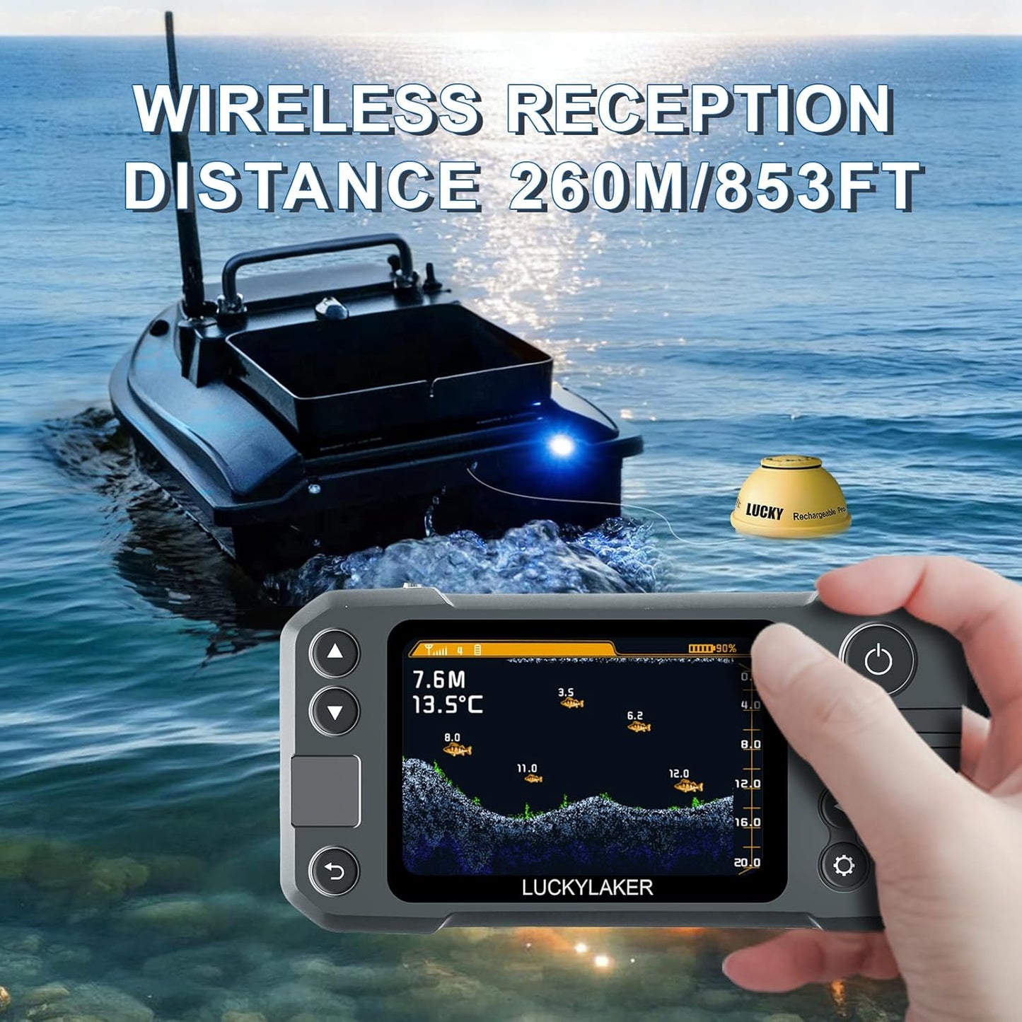 Tragbarer kabelloser Sonar-Fischfinder MT-202