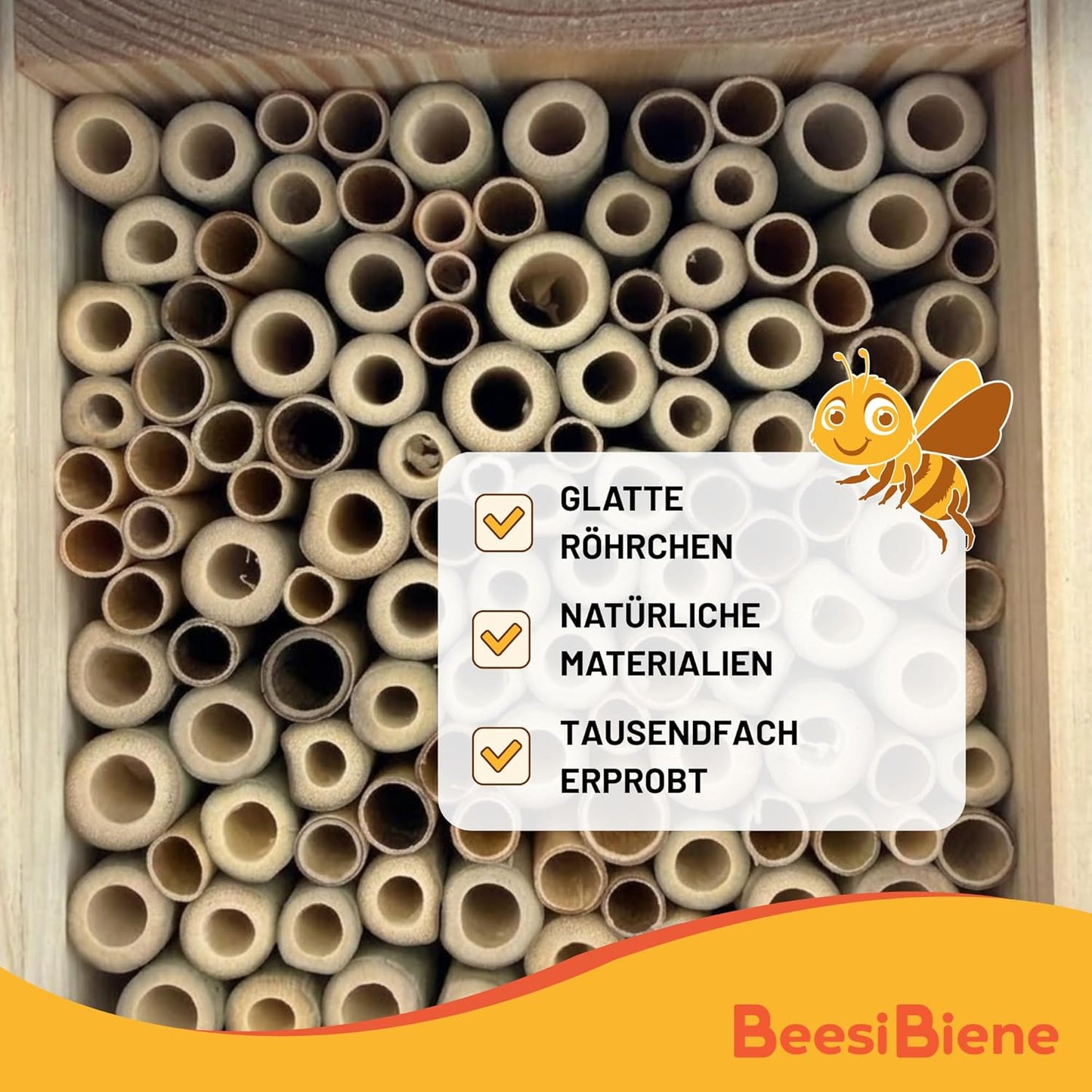Insektenhotel mit Vogelschutzgitter & Multiplex Dach, Bambus & Schilf + Multiplex Dach