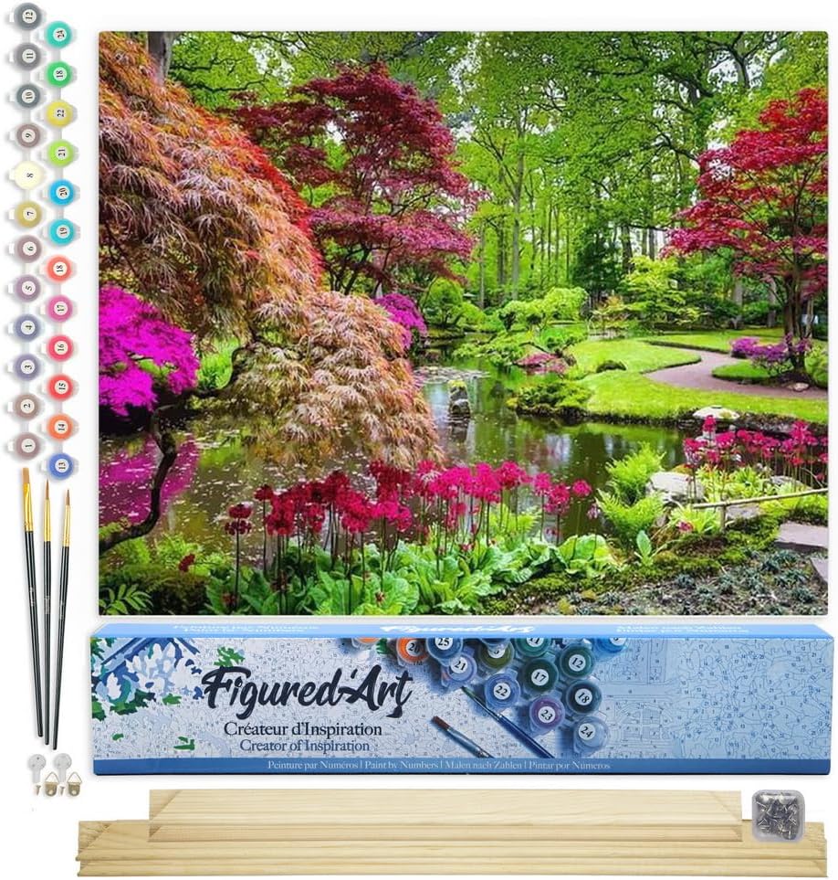 Malen nach Zahlen - Blühender Park, Blühender Park 40x50cm Mit Keilrahmen (nicht gespannt)