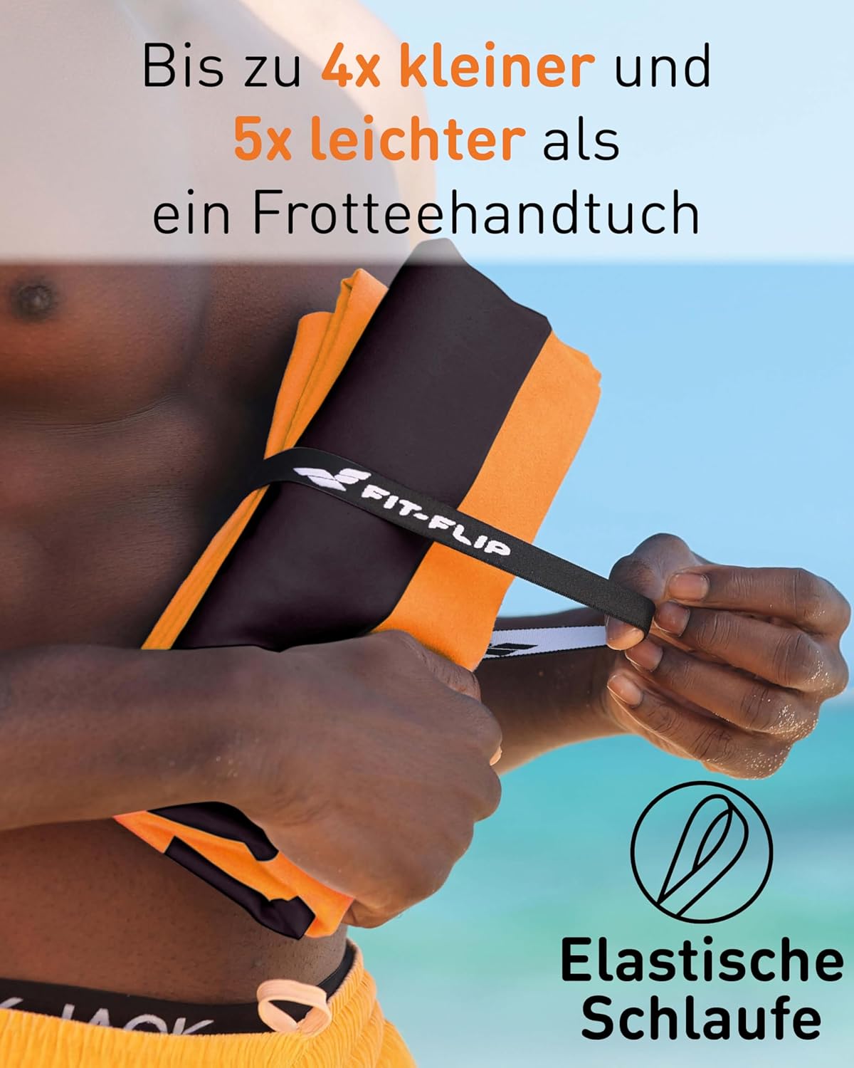 Schnelltrocknendes Strandhandtuch, 160cm x 90cm 09 Orange - Dunkelgrau