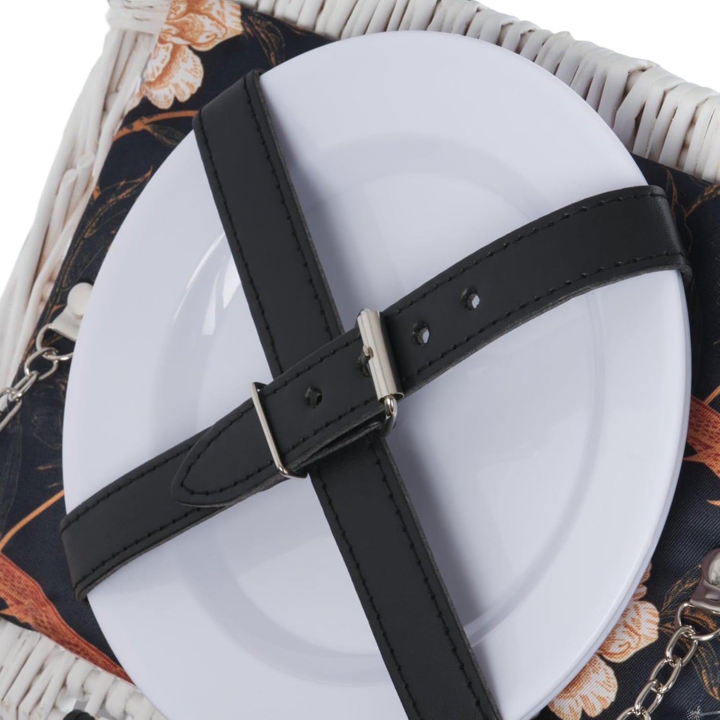 Picknickkorb für 2 Personen mit 12-teiligem Geschirr-Set, Weiss